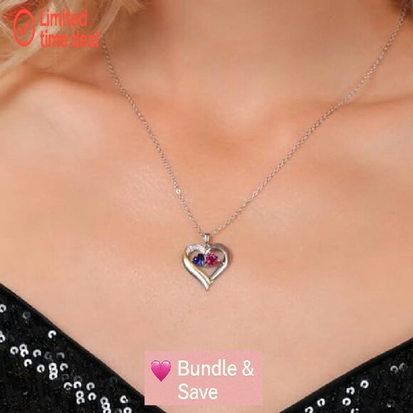 Sterling Silver 10K Gold Engraved Heart Pendant Necklace Personalized Gift - Picture 4 of 8